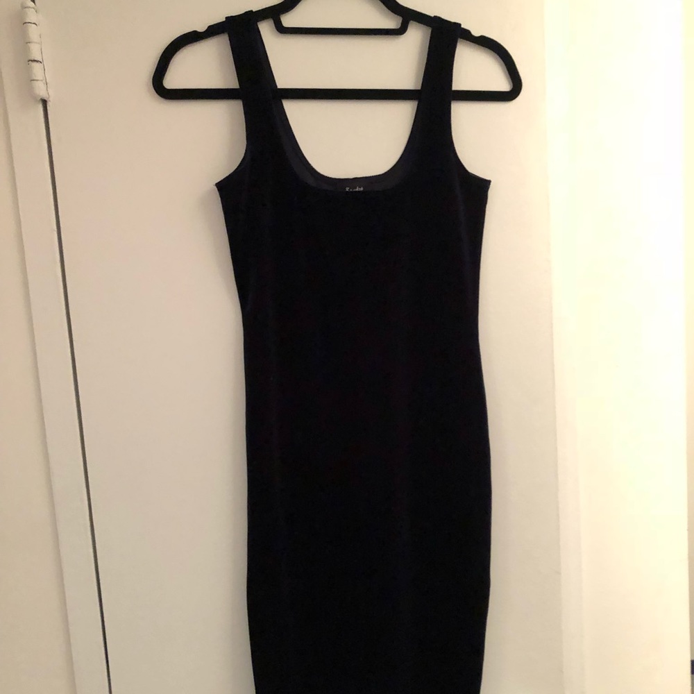 Dark Blue Bardot form fitting dress 4/XS